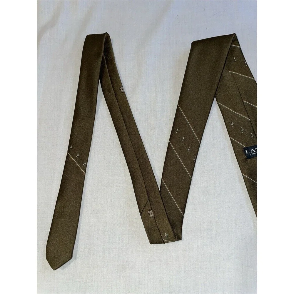Lanvin Men’s Dress Tie Size 54” Brown 100% Silk Formal Business City